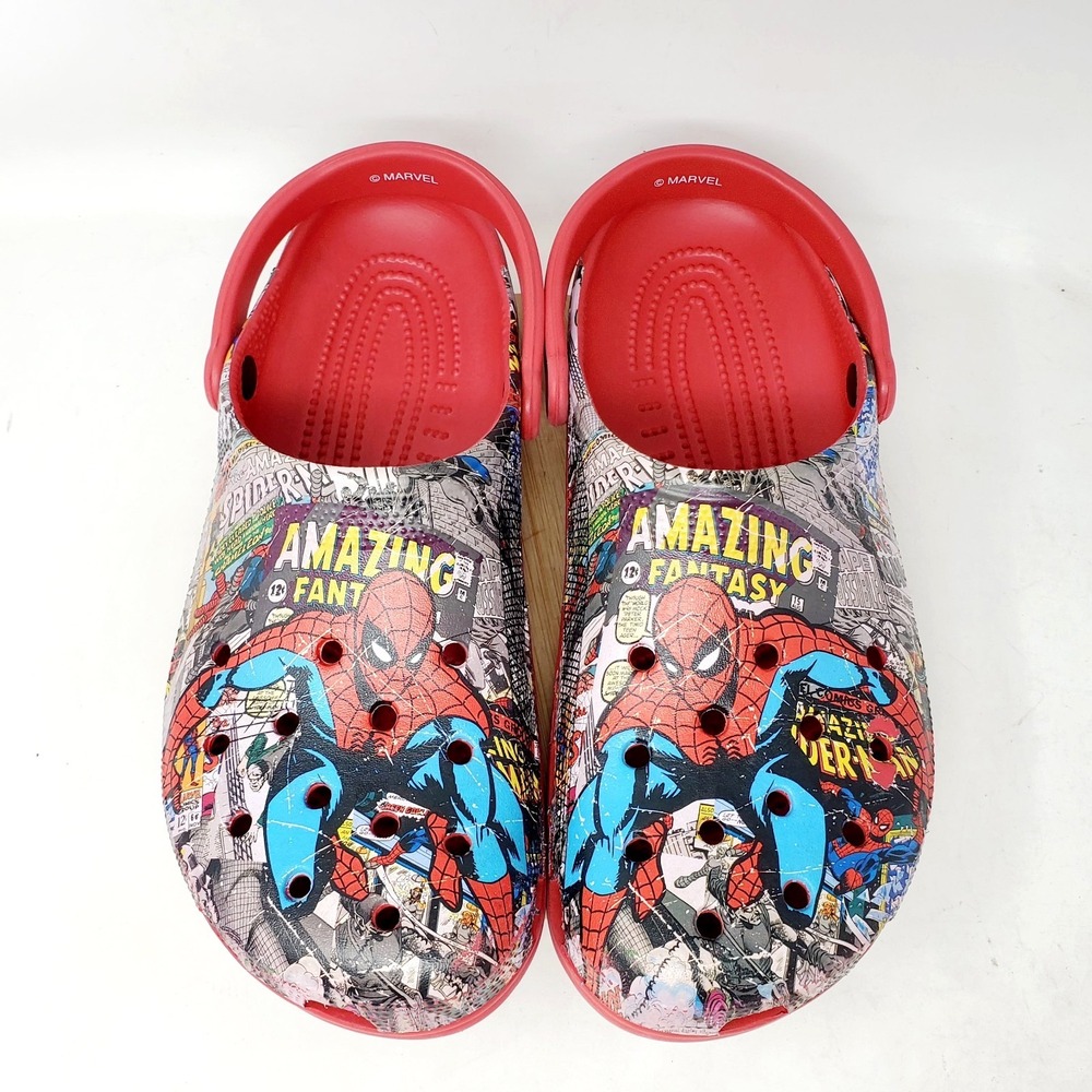 Crocs Spiderman Shoes Mens 13 Marvel Red Slip On Clasic Clog Sandals